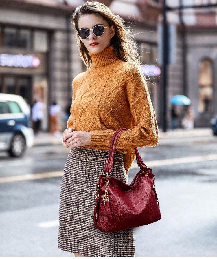 BIGWIG New Flow Speed Women's Handbag, Genuine Leather Tote Bag, Work Shoulder Bag, Large Luxury Design