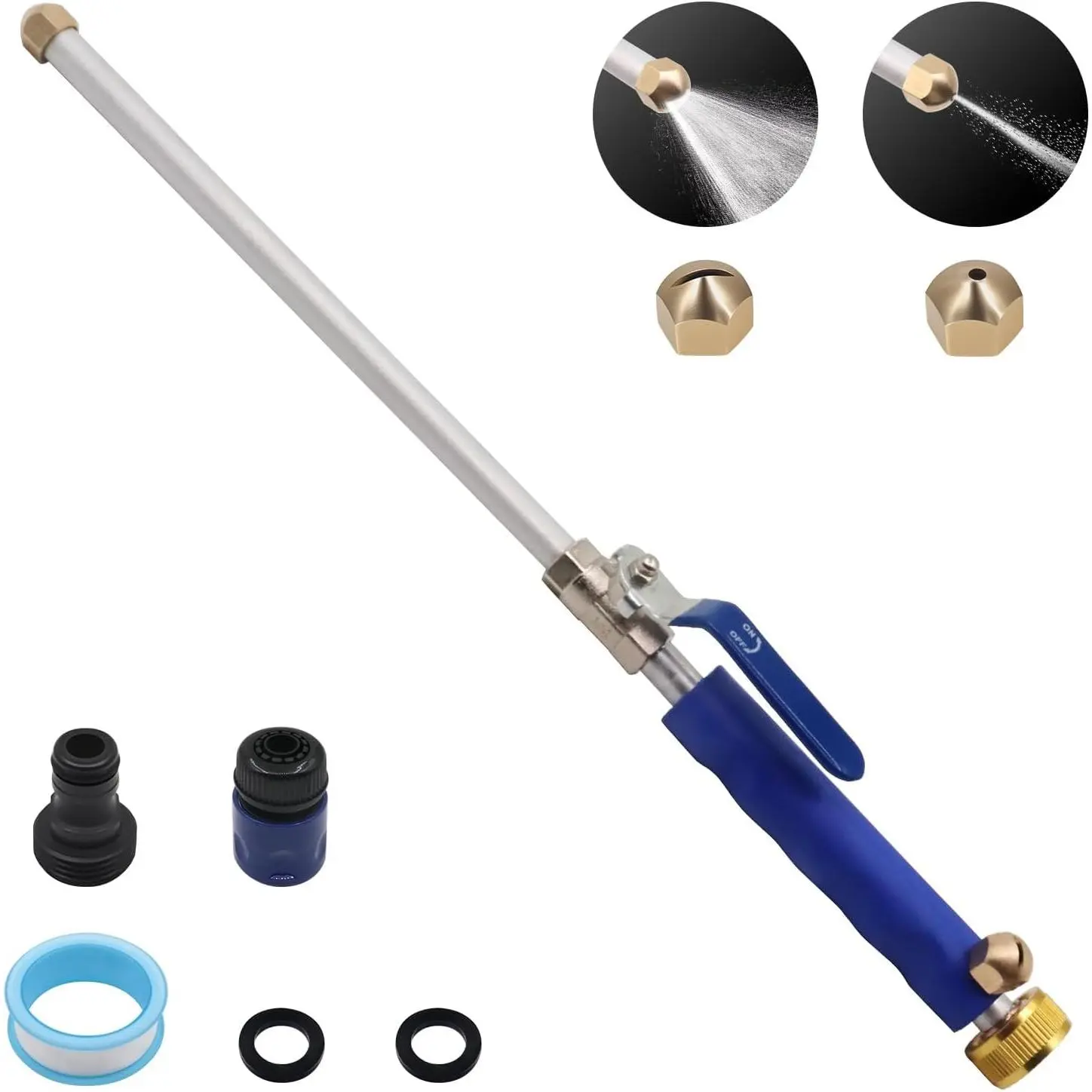 Jet Hose Nozzle High Pressure, High Pressure Power Washer Wand, Pressure washer hose attachment with 2 Pressure Nozzles, Leak-Proof Design for Car Wash, Gutter, Pets & Window Cleaning
