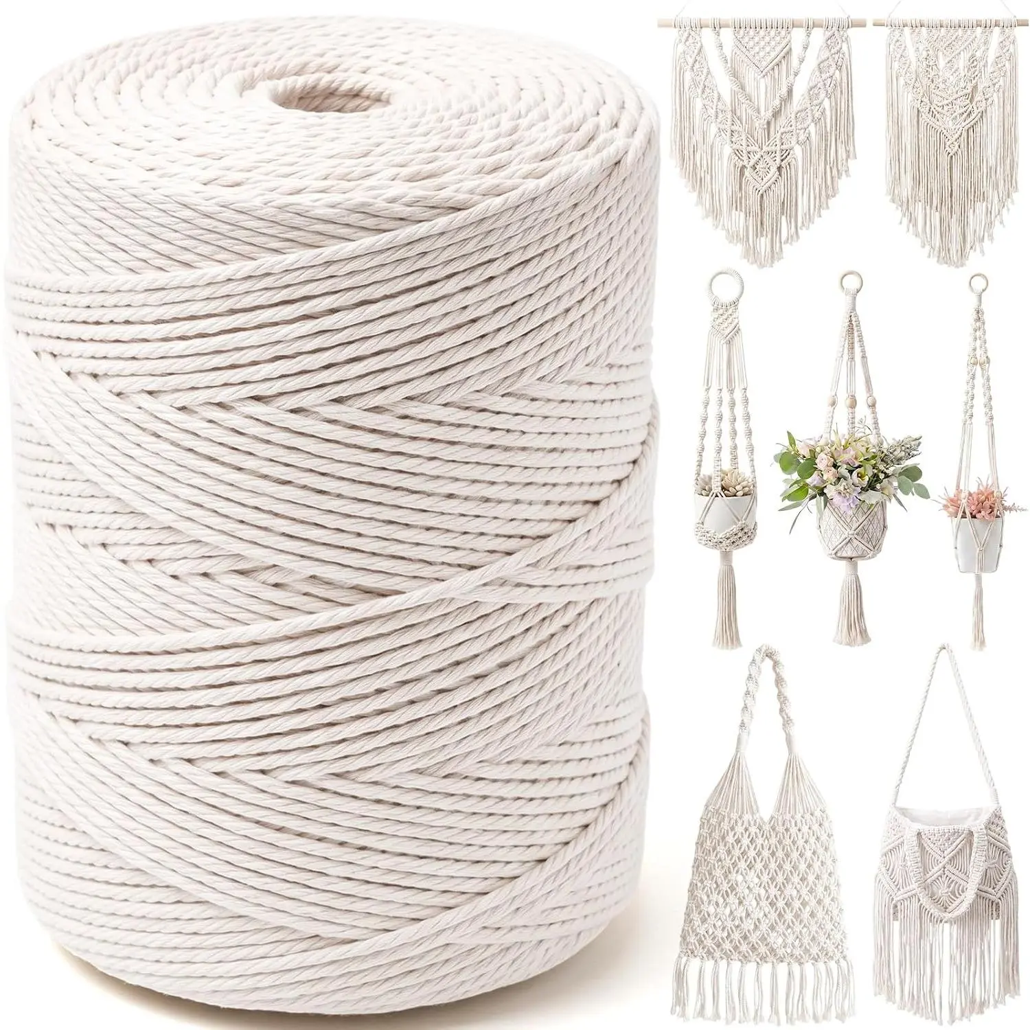 1 Rolls Macrame Cord 3 mm x 1000 Yards  Rope(Cream Colors)