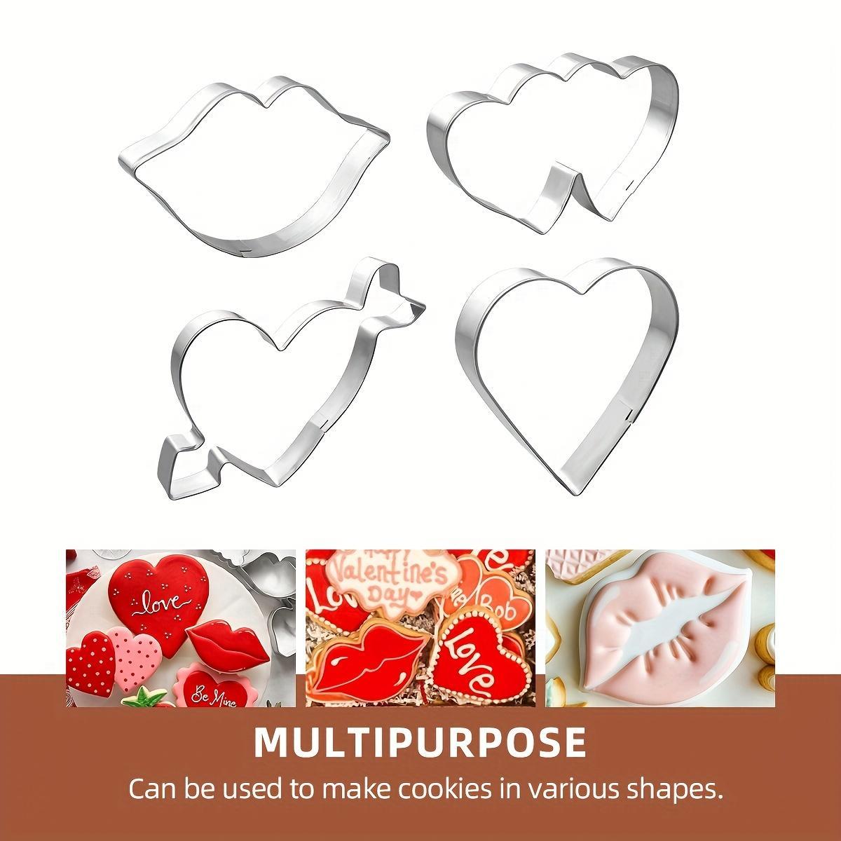 1/2/4pcs Stainless Steel Cookie Cutter Set - Cupid and Heart-Shaped Candy Molds, Cookie Cutters, Chocolate Cutters, Cake Decorating Molds, Baking Tools, Kitchen Gadgets, Christmas and Valentine's Day Cookie Mold Accessories, Essential Kitchenware