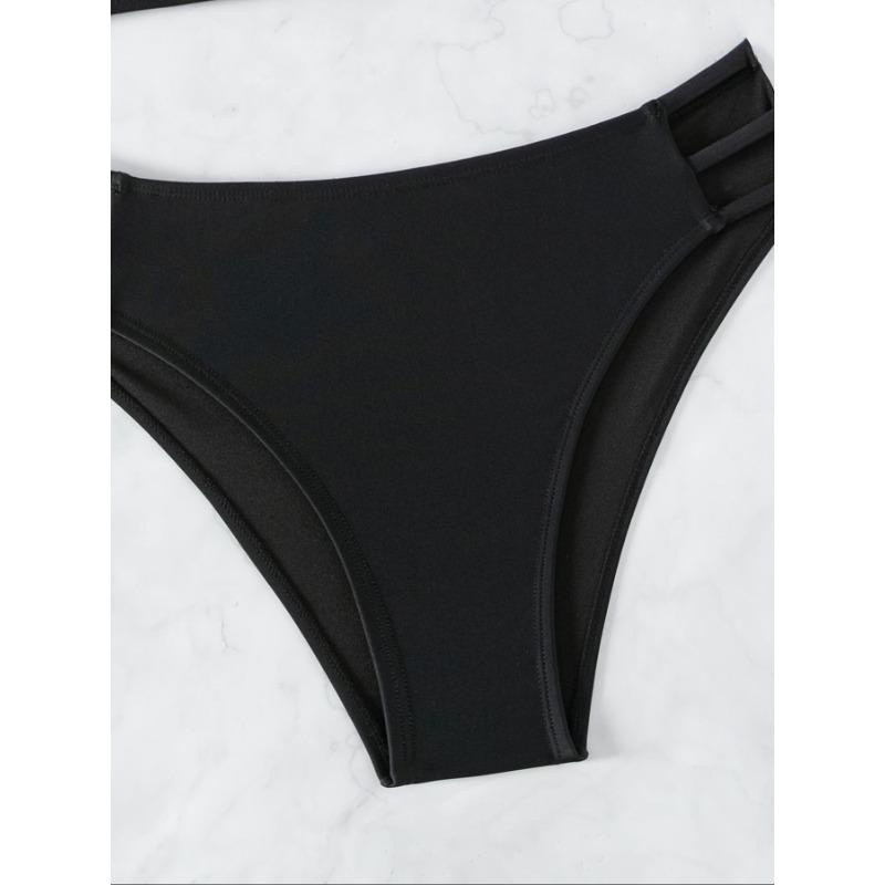 BIGWIG Women's Bikini Set: High-Waisted, V-Neck Top + Cutout Thong Bottoms — 2-Piece Swimsuit. Sexy & Playful Women's Swimwear featuring a Backless Design and Adjustable Straps