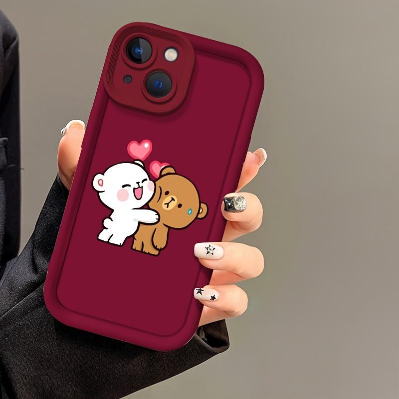 A Stylish And Cute Phone Case Featuring a Wine-Red Background with Adorable Bear Illustrations, Compatible with Iphone 16, 15, 14, 13, 12, 11 Pro Max, XS, And XR. A Stylish And Cute Phone Case Featuring a Wine-Red Background with Adorable Bear Illustrations, Compatible with Iphone 16, 15, 14, 13, 12, 11 Pro Max, XS, And XR.