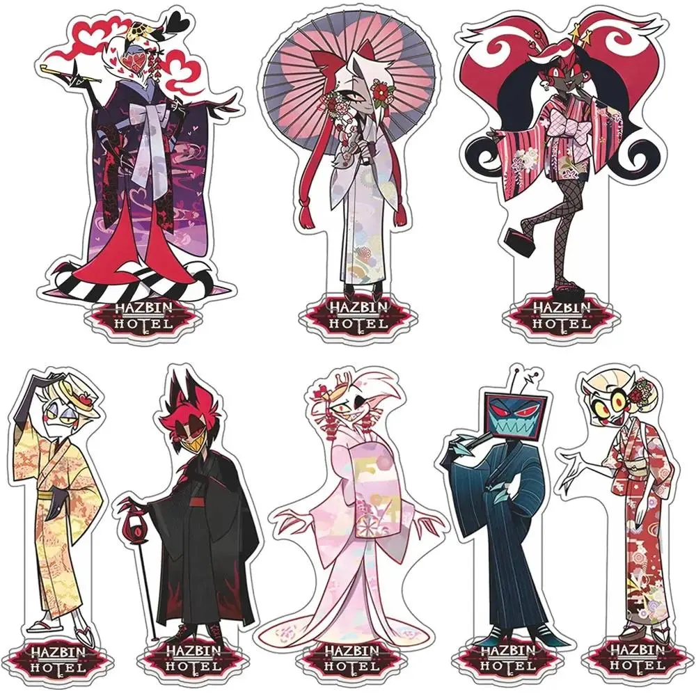2PCS Anime Hazbin Hotel Vaggie Angel Dust Alastor Husk Charlie Morningstar Acrylic Stand Standing Plates Desktop Ornament Gift