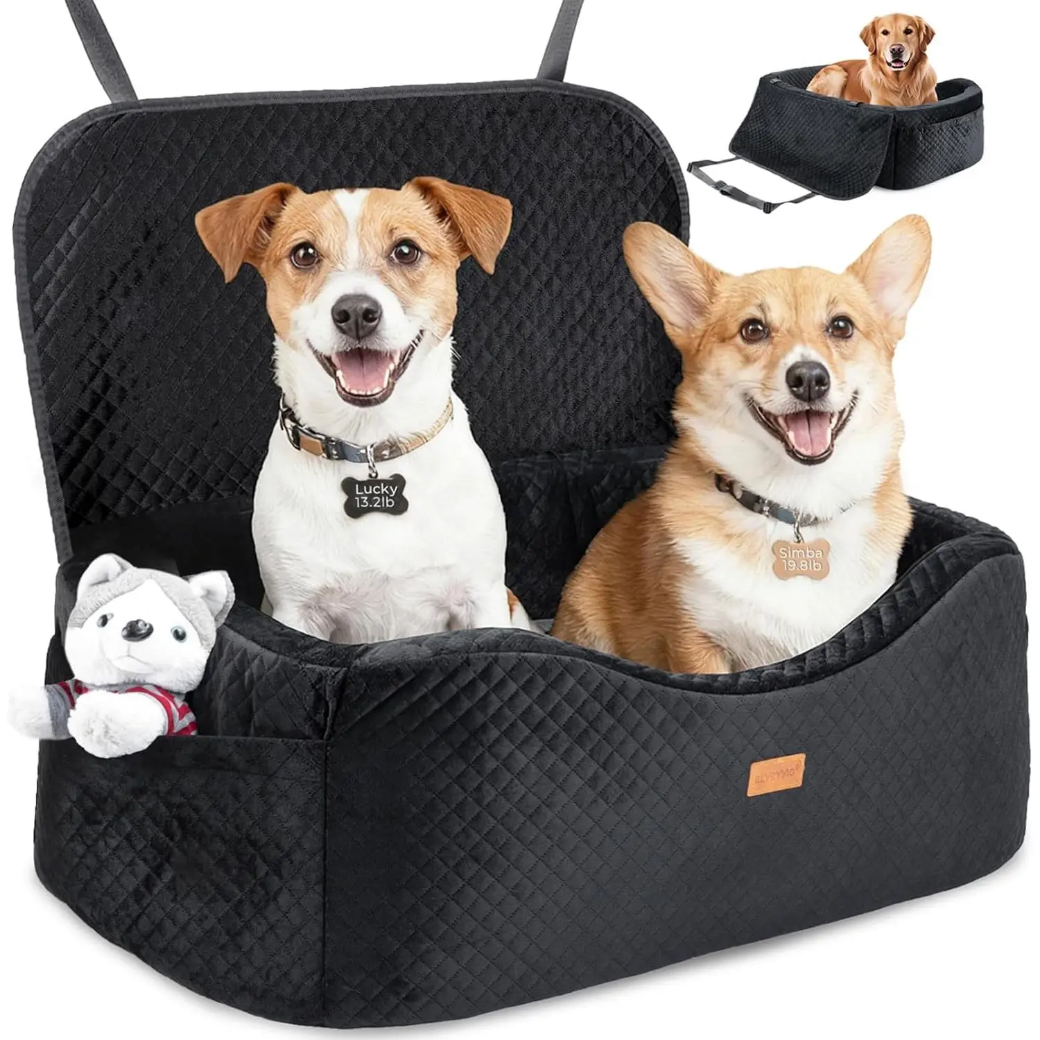 Large   Seat for Medium Sized,  Booster  Seat,  Booster Seats up to 55lbs or 2 Small with 4" Memory  for  Seat, Triple Safety Belts, Storage Pockets, Detachable/Washable