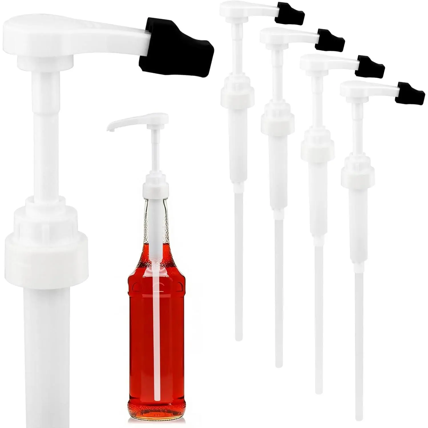 4 count Coffee Syrup Pump Dispenser for 750 ml Bottle,Syrup Dispenser Pumps Compatible with Mo-nin Glass Bottles,for Kitchen Dinning Coffee Bar Drinking Mixes,for Liquid & Pastes