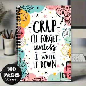 Colorful spiral notebook - "Nonsense I'll forget unless I write it down", lively design, 100 pages, perfect for planning and journaling, an ideal gift for friends, daily planner