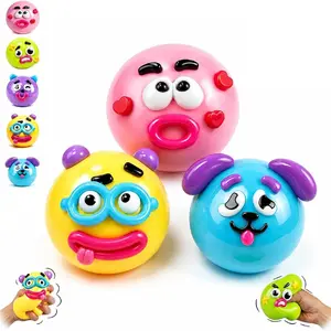Dog Face Swap Squishy Toy, Soft Sensory Stress Ball, Cute Smiley Squeeze Fidget Toy for Desk, Relaxation Gift for Teens & Adults