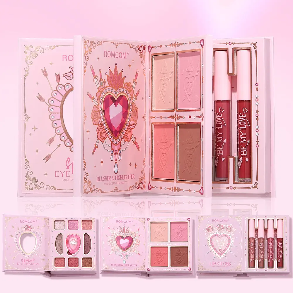 3-Layer Multi-Functional Beauty Book Set, Stylish Makeup Palette, Combines Eyeshadow, Blush, Lip Gloss, Perfect Gift for Women