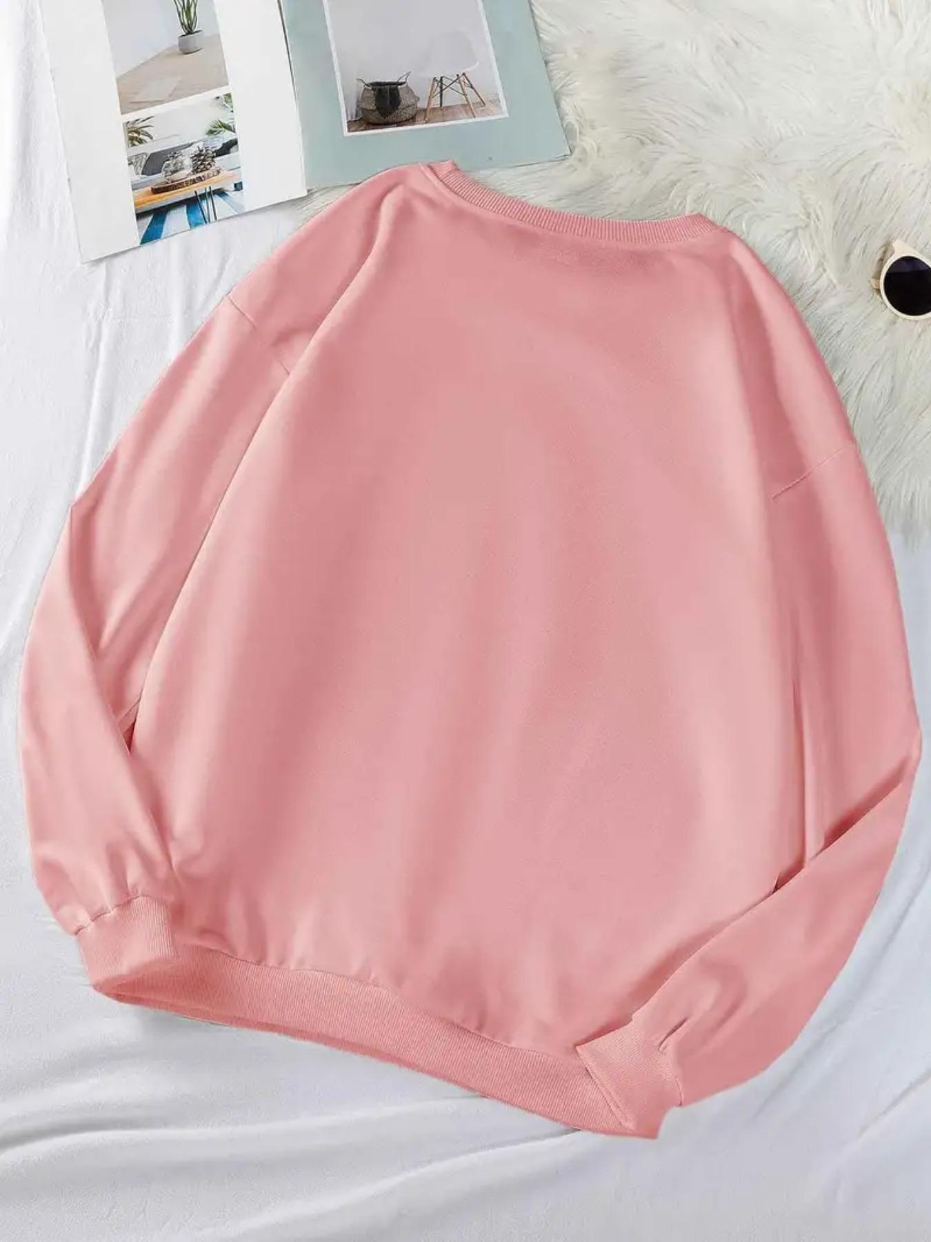 Women's Cherry Print Crew Neck Sweatshirt, Fashion Casual Long Sleeve Pullover for Fall & Winter, Women's Clothes for Daily Wear