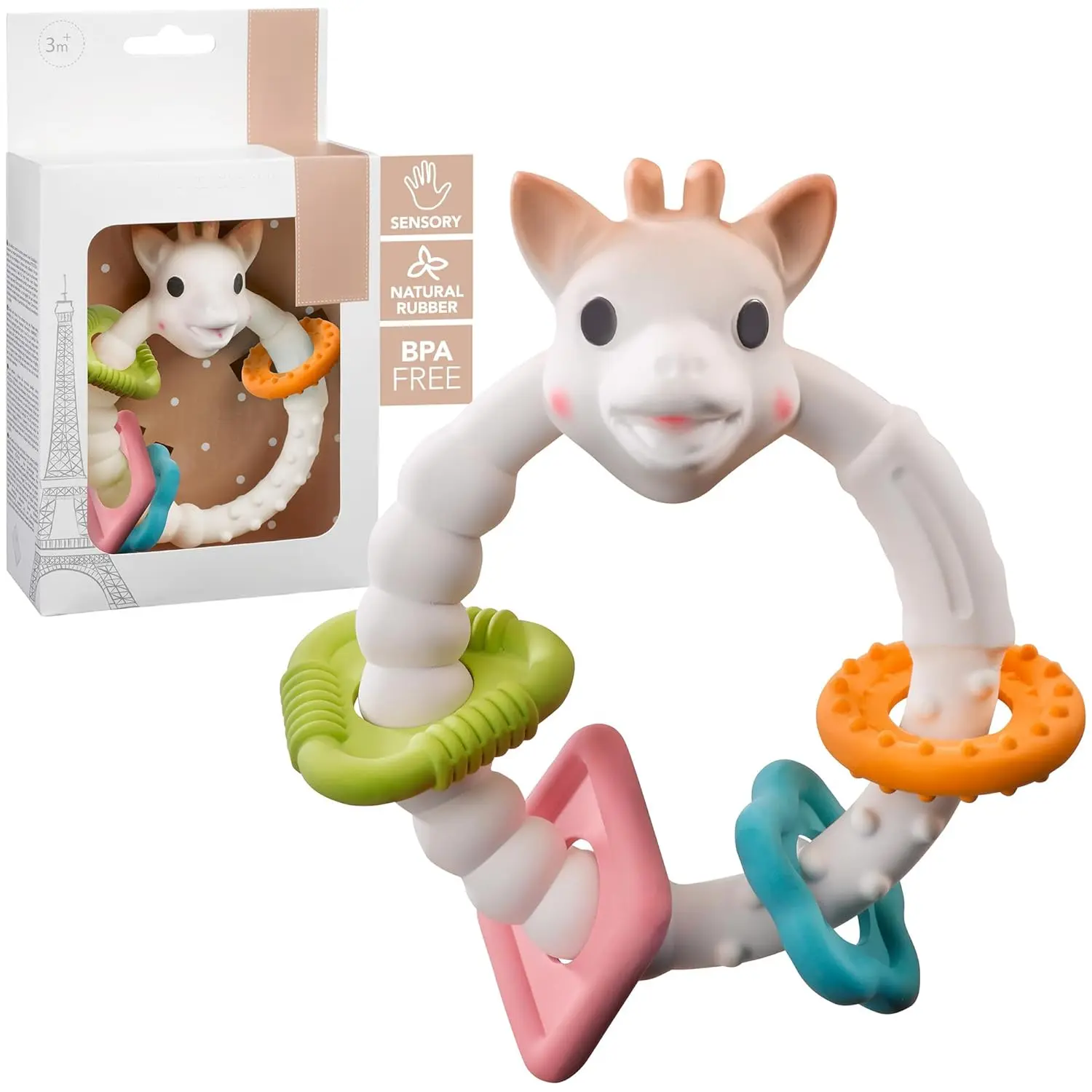 Natural Rubber Teether, Spotted Giraffe Sensory Toy for Soothing Babies, Lightweight and Easy to Grasp for Teething Relief