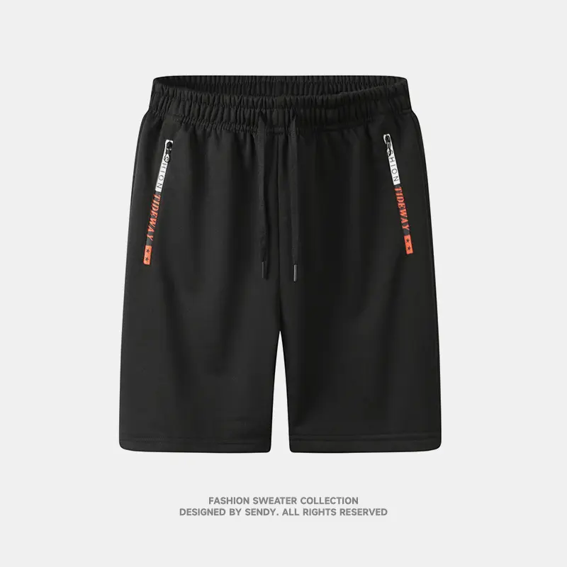 Men Lightweight Quick Dry Sports Shorts Elastic Waist Drawstring Loose Fit Gym Running Training Athletic Shorts with Secure Zipper Side Pockets