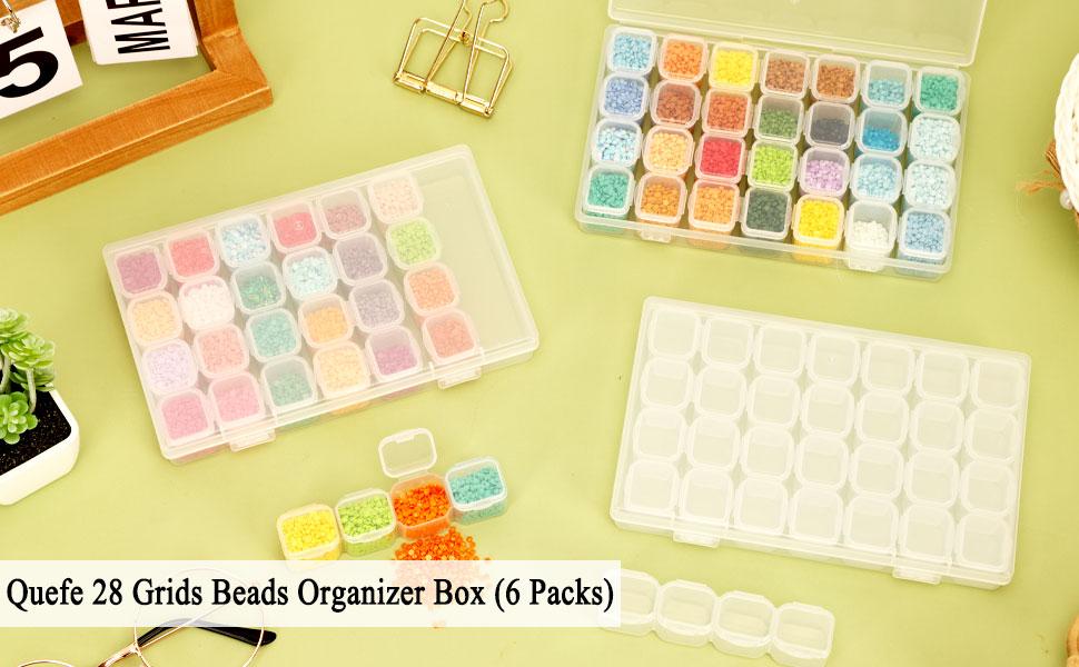 168 Slots Diamond Painting Storage Containers, 3pcs 28 Grids Clear Diamond Painting Accessories and Tools Boxes Bead Organizers Diamond Art Embroidery Storage with Label Stickers