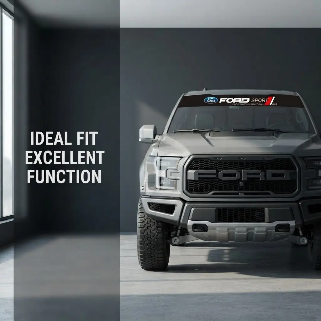 1‑piece Pre‑trimmed Windshield Sticker, Durable Exterior Car Accessory, Scratch‑Resistant Decor Decal, Suitable for Daily Commuting and Off‑Road Driving, Compatible with Multi‑Purpose Models including Mustang, F‑150, Explorer and Bronco