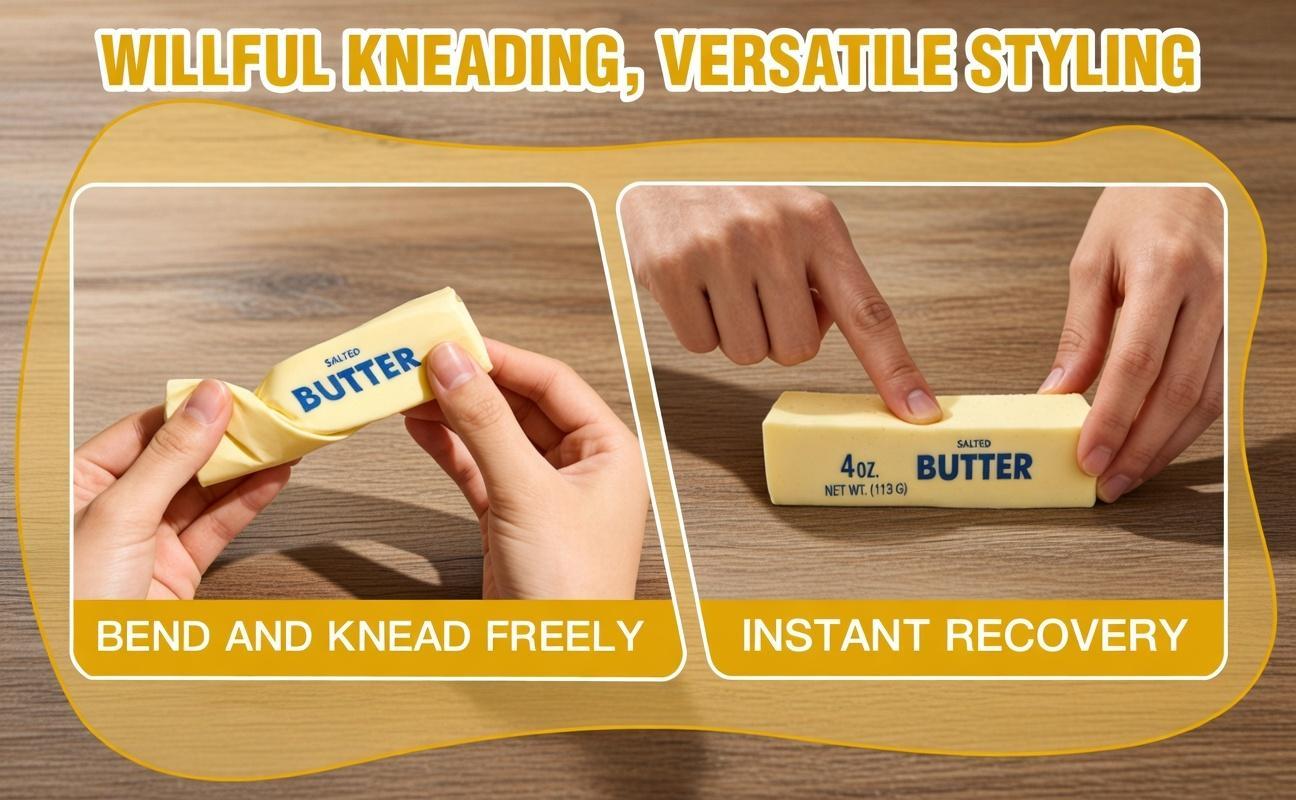 Butter Stick Squeeze Toy Soft Non-Toxic Squishy, Stress Relief PU Fidget Toy for Adults & Kids, Funny Prank Toy for Party Games, Easter Basket Stuffers, Christmas & Holiday Gag Gifts