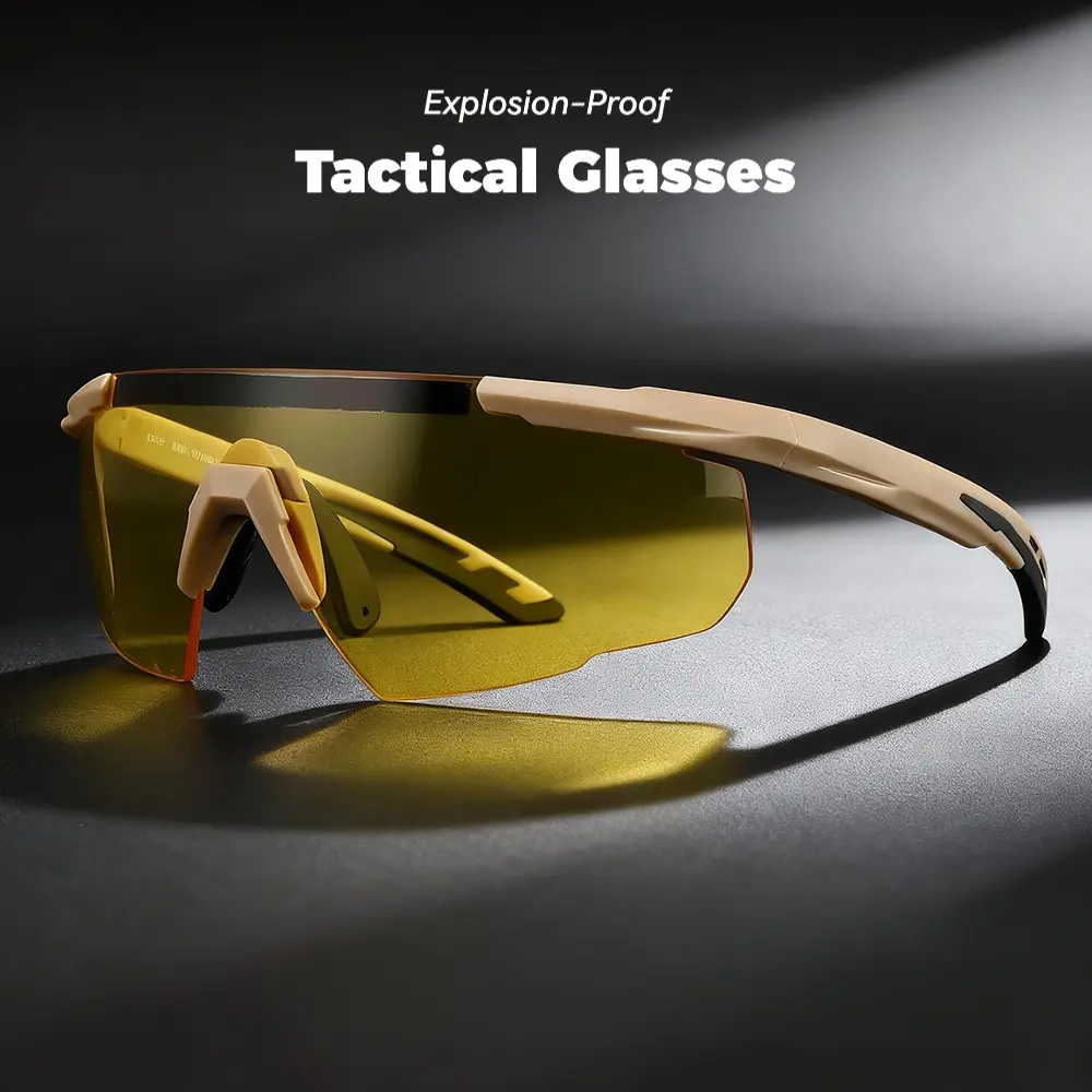 [With Case] Unisex Heavy-Duty Tactical Shooting Goggles - Semi-Rimless Polycarbonate Impact-Resistant Thick Lens UV Protection Eyewear for CS Training, Field Training