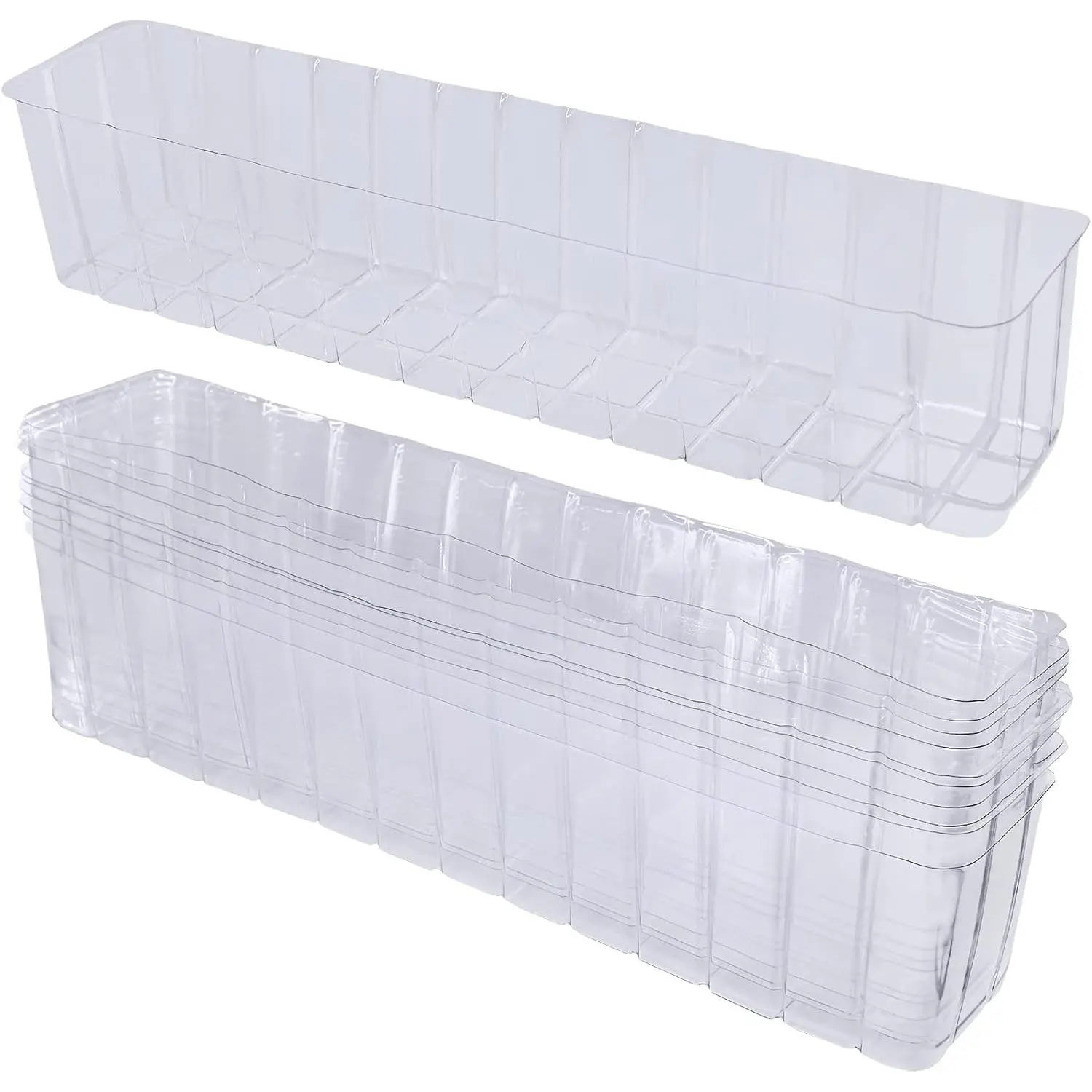 10 count Plastic Planter Liners Clear Rectangular Plastic Liners for Flower Box Planter Window Box Planter 16.2" L x 3" W x 3.5" H for Indoor Outdoor Flower Arrangement Succulent Garden Windowsill Decor