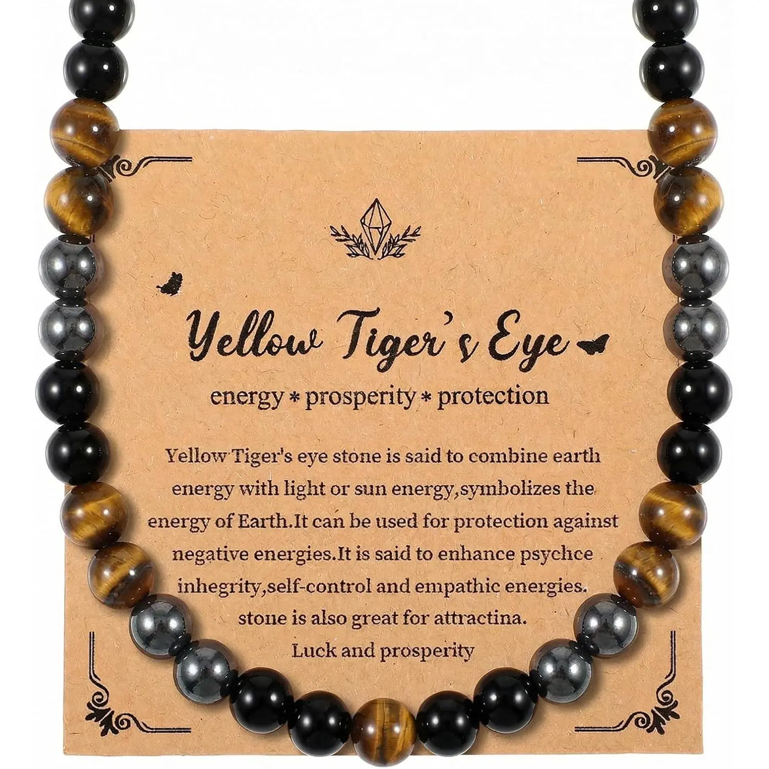 Men's Masculine Beaded Necklace - Tiger's Eye, Obsidian, Hematite Gemstones, 53cm/20.8in Cylindrical Stone Spiritual Jewelry, Clarity and Focus Meaningful Gift for Men, Meaningful Gifts, Balanced Weight Distribution, Casual/Formal, Symmetric, Men's Jewelr