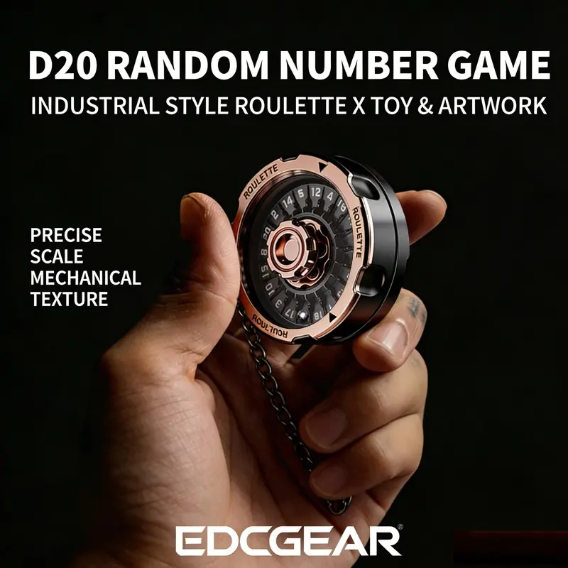 Single Piece D20 Lucky Wheel, Edc Metal Mechanical Finger Spinner Toy, Smooth Rotation Stress Relief, Portable Cool Accessory for Adults