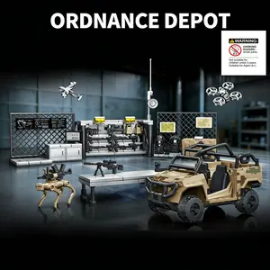 Military Desert Camouflage Building Blocks Set, Includes Weapons, Off-Road Armored Vehicle, Robot Dog, Scene Model, Holiday Gift