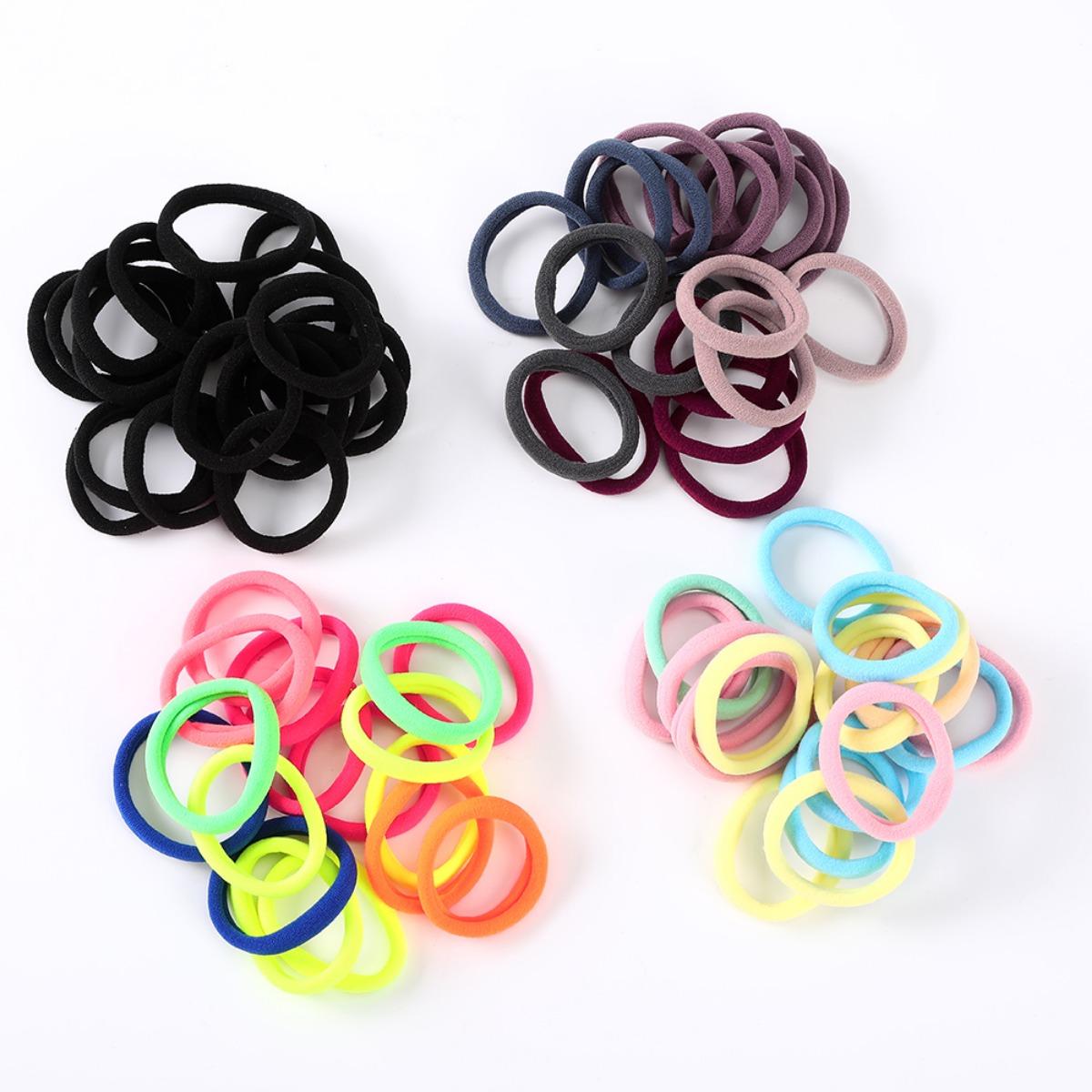 AWAYTR 200Pcs/Set Elastic Hair Rope Family Pack Hair Scrunchies for Women Girls Colorful Hairbands Ponytail Holder Hair Accessories