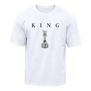 Men's Casual Fashion T-Shirt with King Chess Piece Print, Trendy Letter Graphic Short Sleeve Tops, Streetwear Apparel : Clothing, Shoes & Jewelry mike tshirts