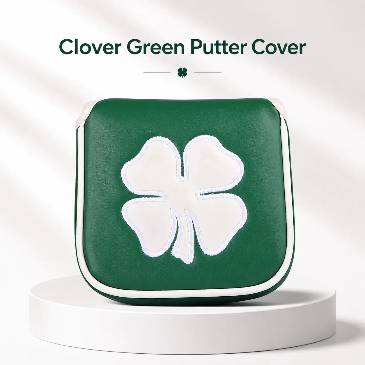 Premium Clover Green Golf Putter Cover – Durable Square-Shape Club Head Protector with Soft Lined Interior, Universal Fit for Standard and Mallet Putters, Ideal for Travel and Storage