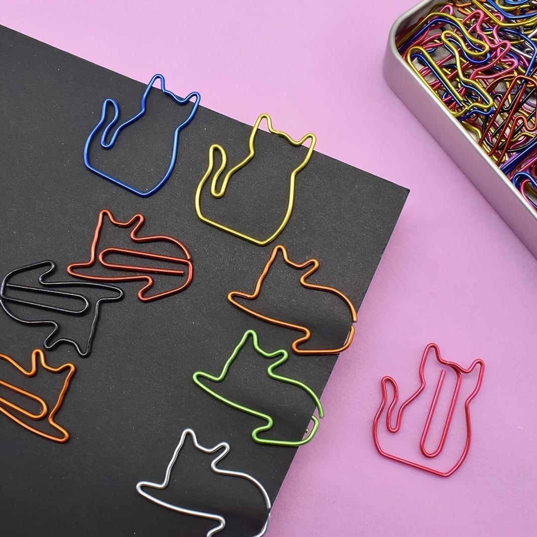 Cute Cat Design Paper Clip, 30/60pcs Colorful Mini Paper Clip, Fun Desk Accessories for Cat Lovers, Perfect for Organizing Papers, Marking Pages, Multifunctional Stationery, Paperclips