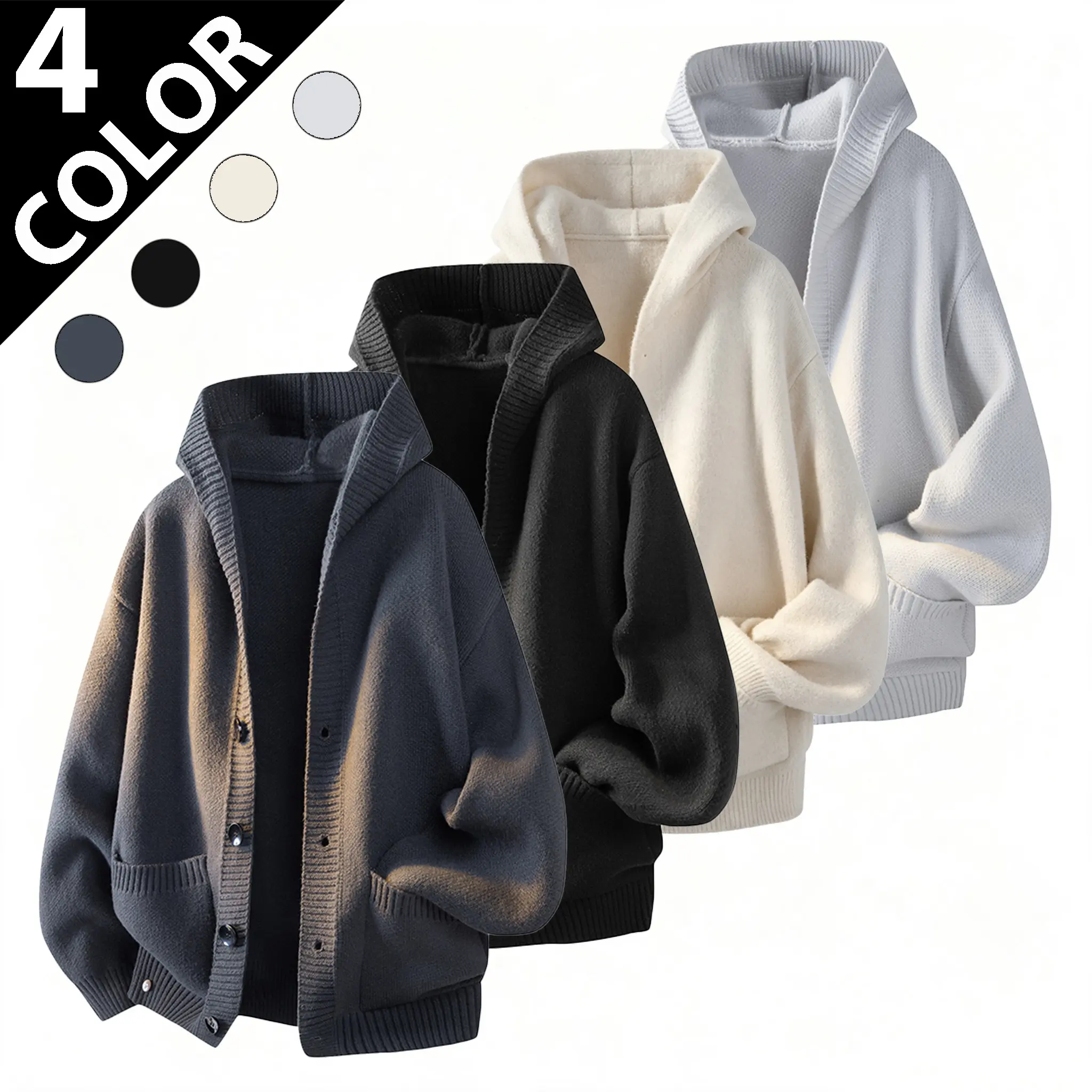 Elevate your casual wardrobe with this 2026 trendy hooded knit cardigan sweater jacket.Crafted with premium soft‑touch knit fabric, it delivers cozy warmth while maintaining lightweight  for all‑day comfort.Designed in a relaxed loose fit,