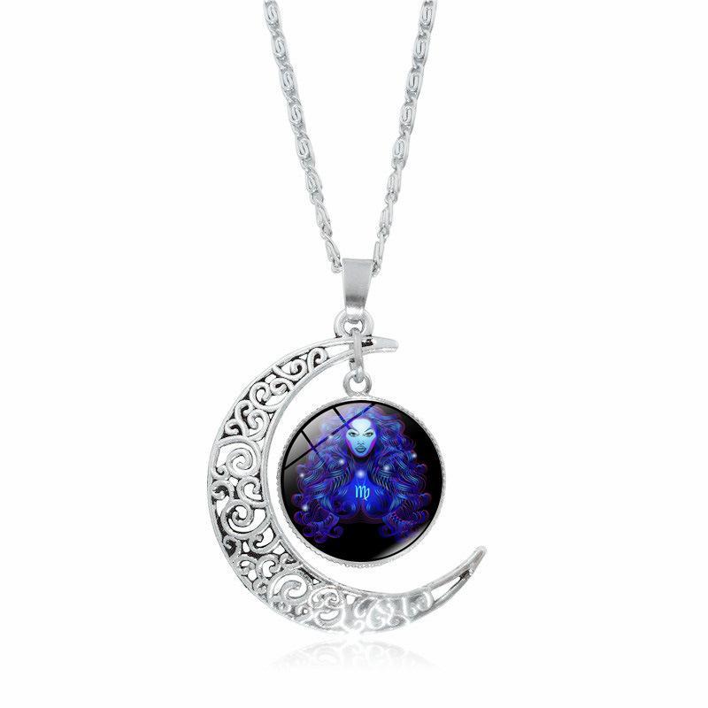 The Best-Selling 12 Constellation Necklaces in 2026 Twelve Zodiac Time Gemstones Moon Glass Pendants European and American Necklaces with Glowing Constellation Designs