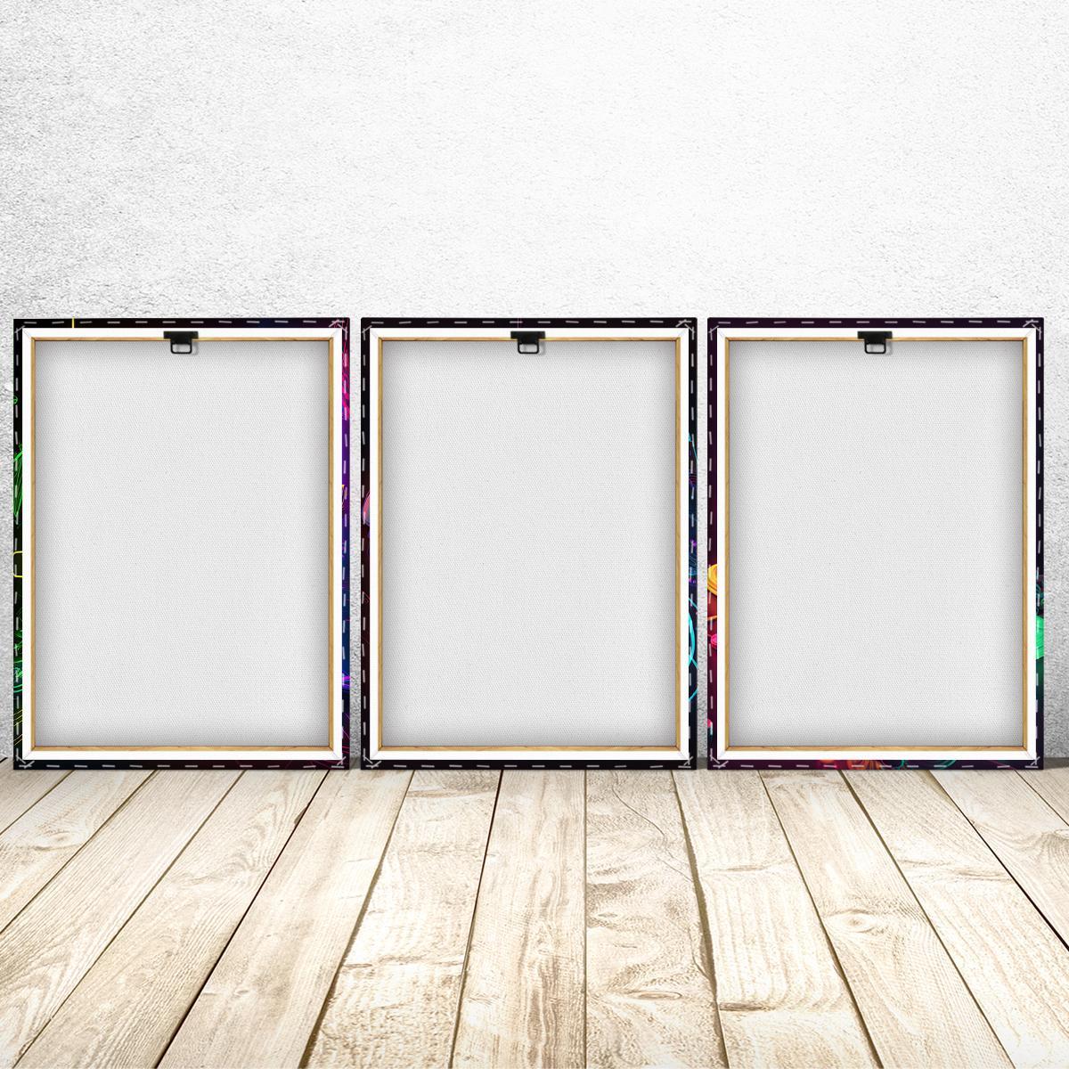 Modern Neon Gamepad Lightsaber Man Pattern Canvas Painting with Frame, 3 Counts/set Artistic Modern Wall Art Painting, Wall Art Decor for Home Living Room Bedroom Office, Wall Art Decoration