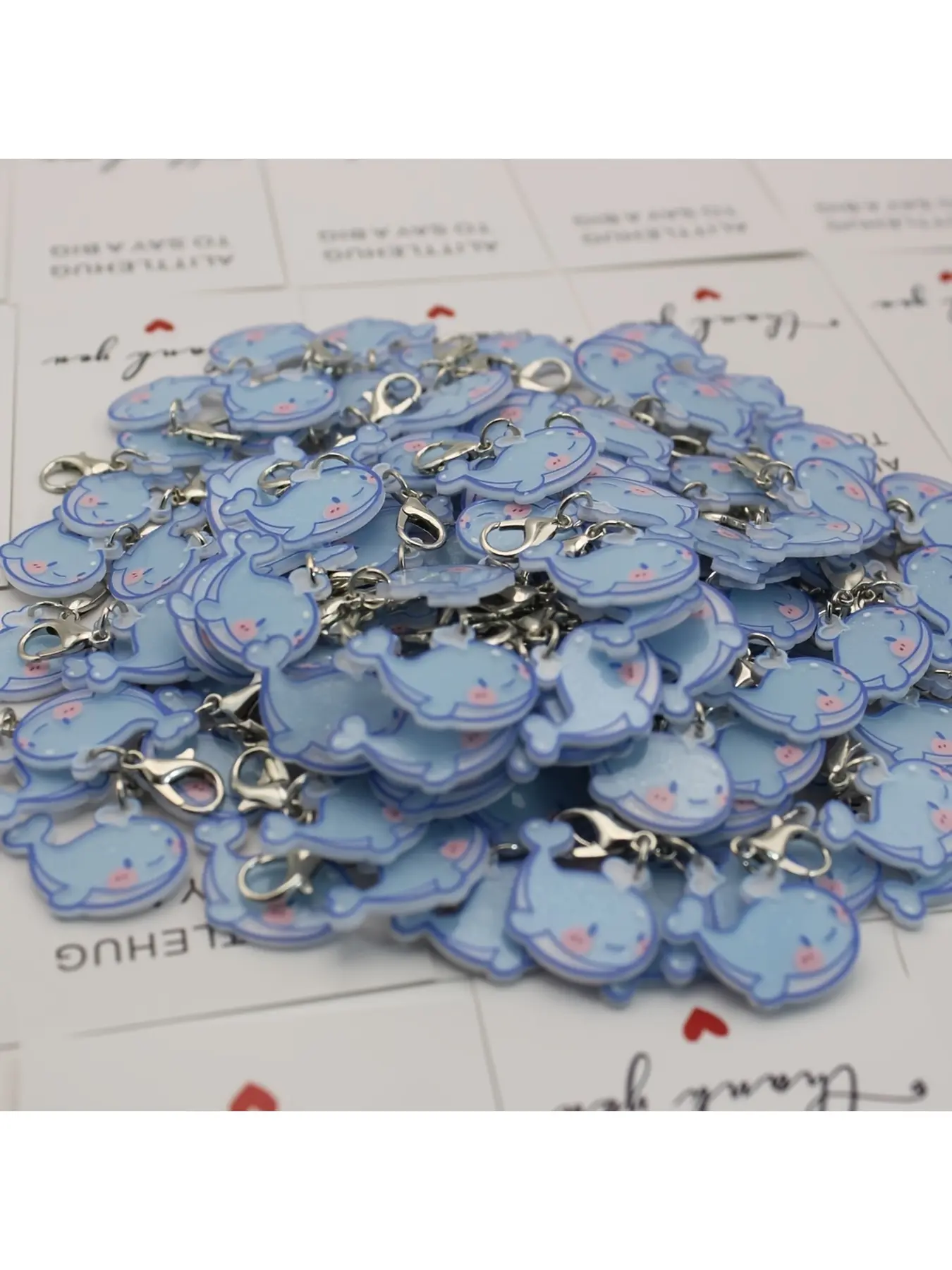 20PCS Cute Cartoon Mini Whale Charms, Small Keychain Pendants, Bag Decorations, Jewelry Making Accessories, Keychain For Bags