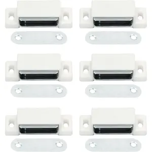 6Pcs Magnetic Door Catch Drawer Magnet Latch Magnetic Shutter Hardware for Cabinet Cupboard Closet Bathroom Closure (White)