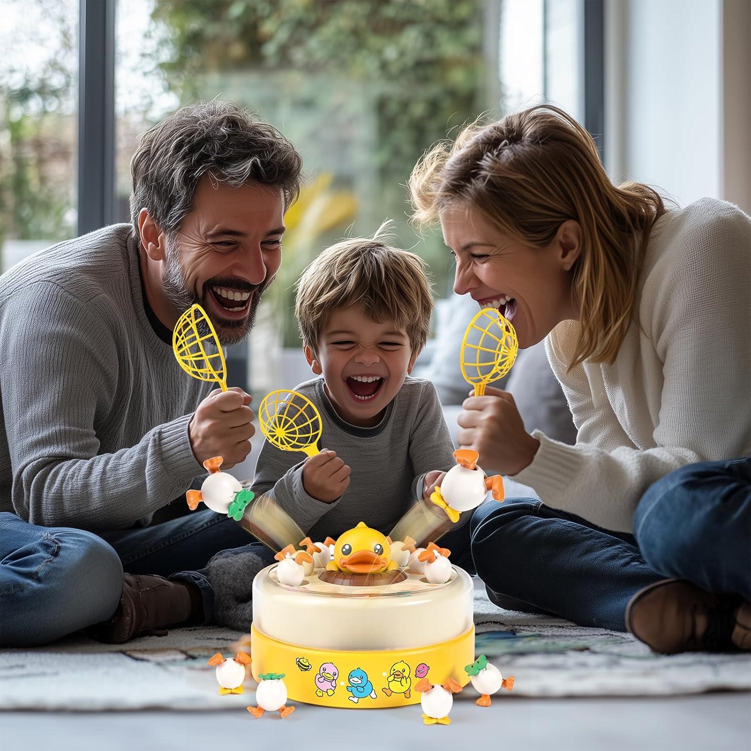 Electric Jumping Duck Catch Game, Parent-Child Interaction Two-Player Puzzle, Focus-Training Reaction Table Game, Suitable for Ages 3+, Includes Box