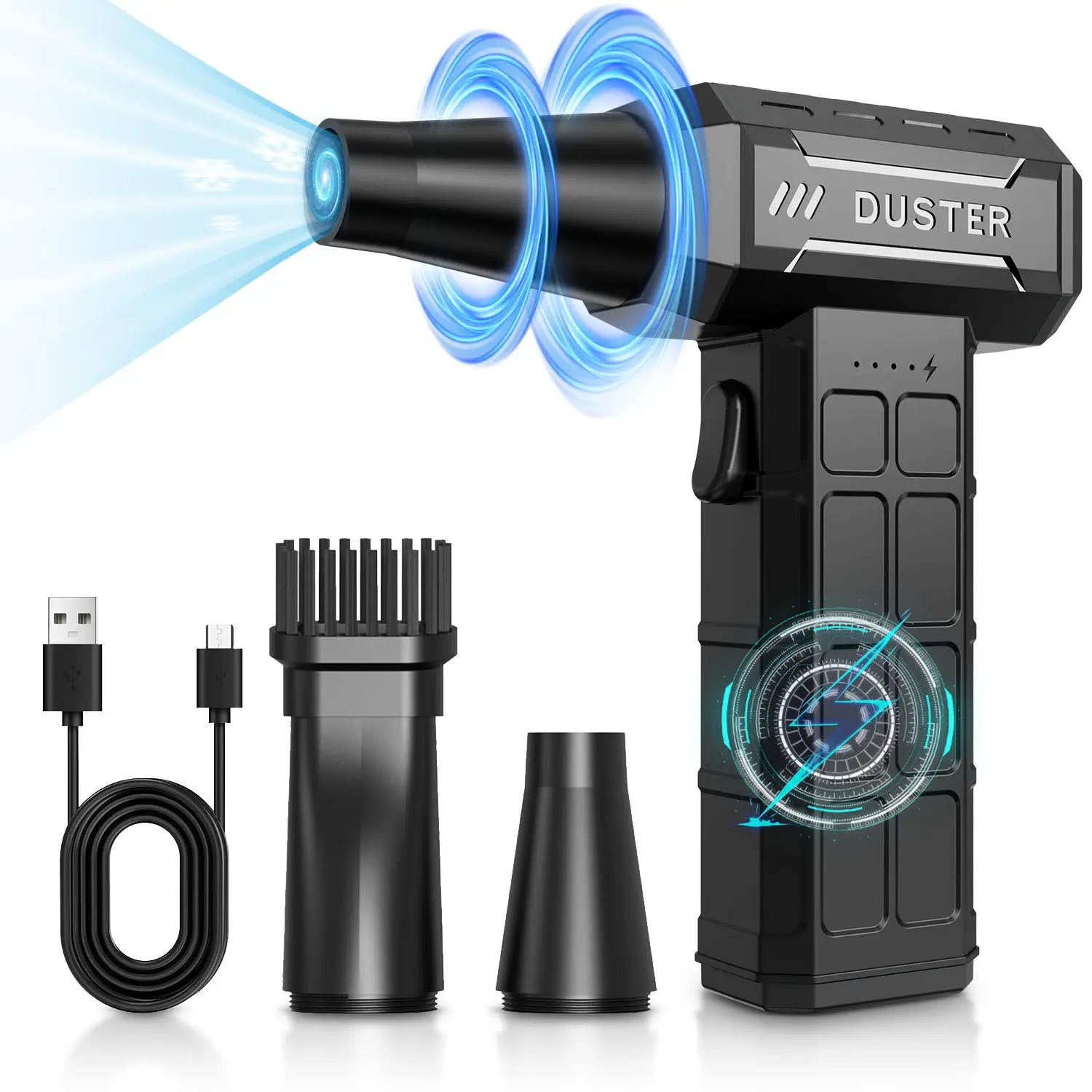 Compressed Air Dust Remover, Rechargeable Electric Blower for Computer Cleaning, Keyboard Cleaner, Replacement Compressed Air Canister