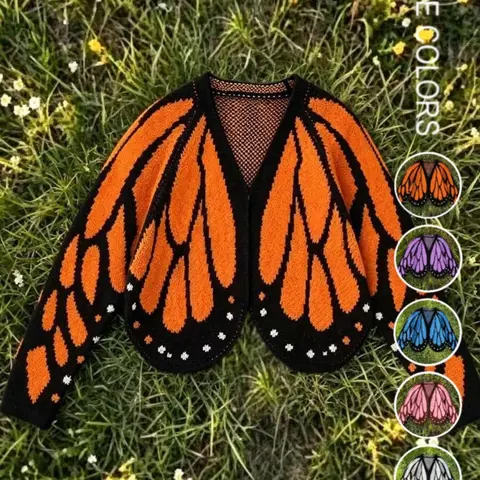 Butterfly Cape Sweater for Women, Unique Design Butterfly Wings Knit Cardigan, V-Neck Street Style, Fall Winter Fashion Top, Casual Loose Knit