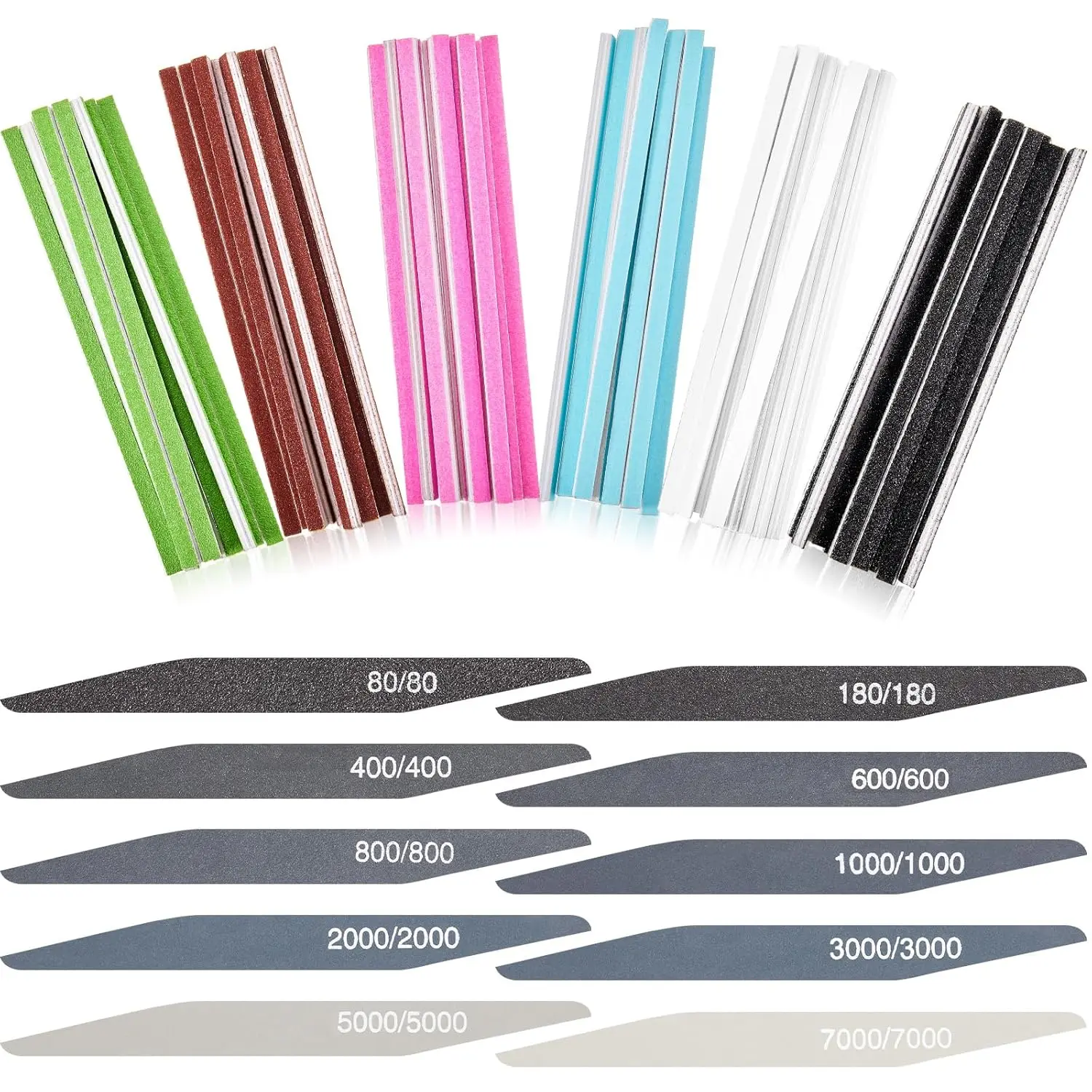 70 count Sanding Sticks Polishing Sticks Fine Sanding Twig Coded Abrasive Sand Twig for Plastic Model  Metal and  Sand Tool Accessory for Craft(Low Grits Rating,Double Angle)