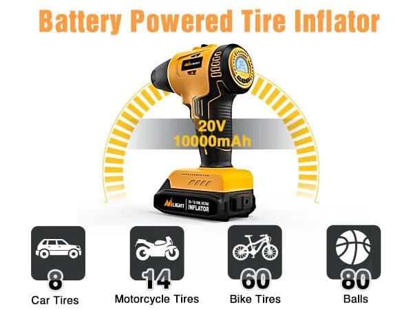 Nilight Automotive Tire Inflator - 20V Rechargeable Cordless Tire Pump, 150PSI Digital LCD Gauge with Auto Shut-Off, DC 12V Adapter Dual Power Car Repair Tool, PSI/Bar/KPA Swap for Cars, SUVs (0-35PSI Range)