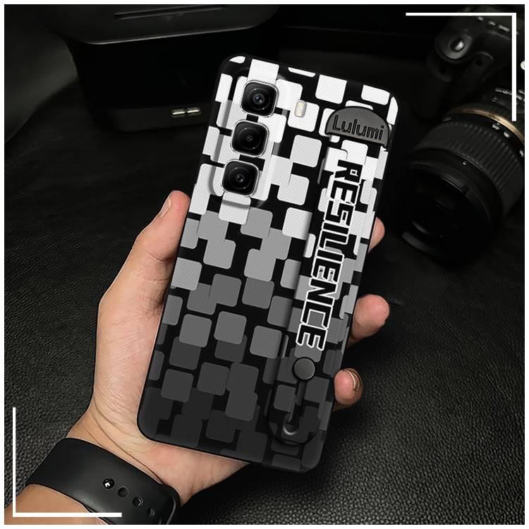 Dirt-resistant Back Cover Phone Case For infinix Hot50 Pro/X6881 Shockproof commerce Plain color masculine Anti-dust geometry Fashion Design simple Phone Holder Waterproof Durable