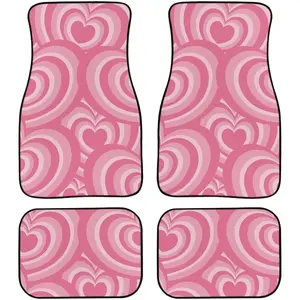 Indie Hearts All Weather Backing Car Interior Floor Mats 4 Piece Set Pink Auto Car Floor Mats Carpet Girly Car Interior Sets