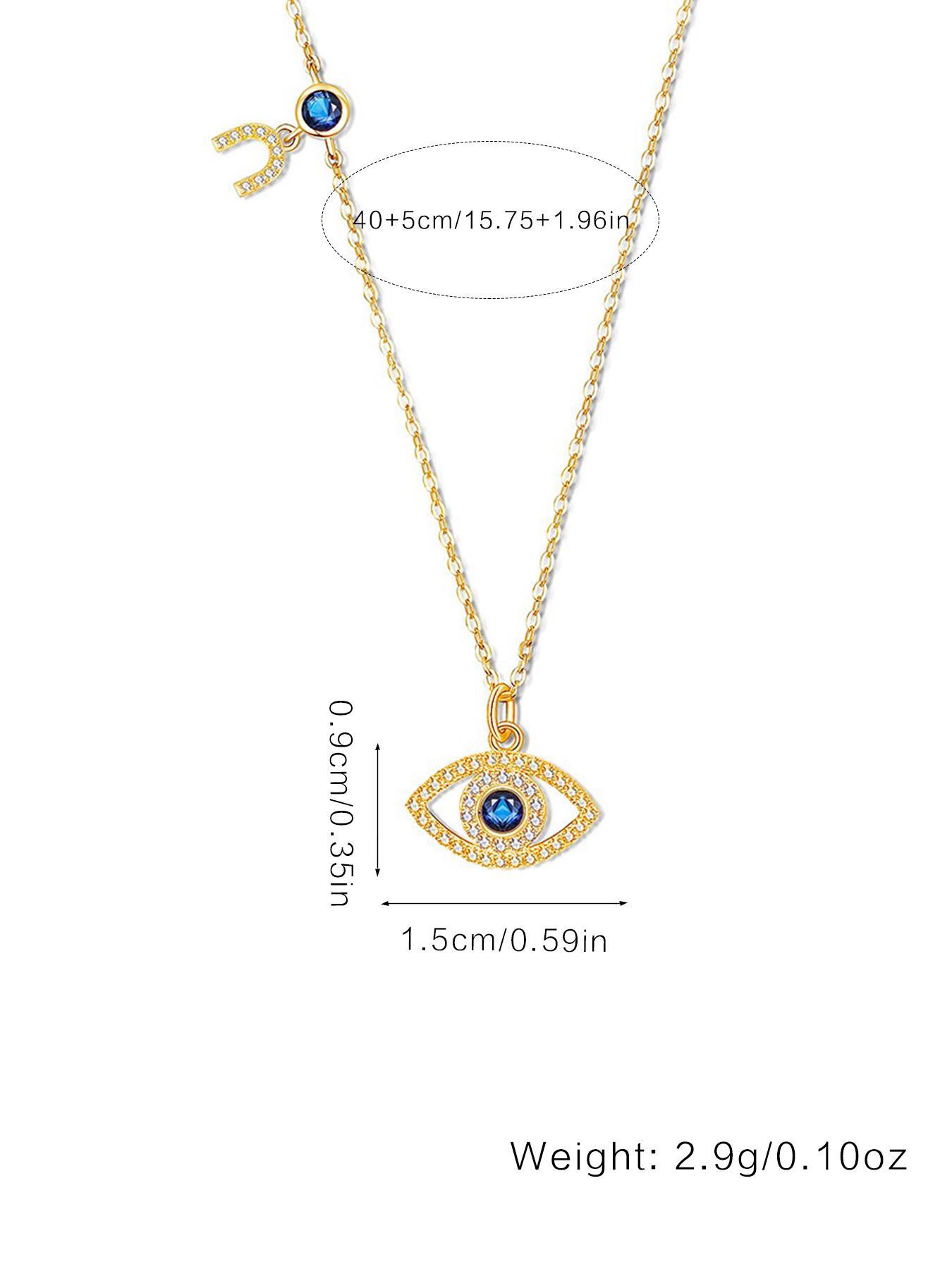 S925 Sterling Silver Evil Eye Design Cubic Zirconia Pendant Necklace for Women, Fashion Jewelry for Party, Daily Decor, Trendy All-match & Exquisite  Silver  Jewelry for Birthday Gift