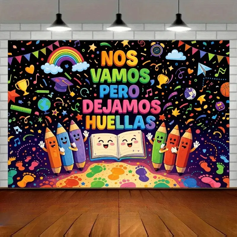 Spanish Graduation Farewell Backdrop Party Background Cloth, Letter Theme Tapestry Wall Hanging Photography Background Premium Polyester Fabric, Graduation Celebration, Event Decor, Photo Studio Prop, Party Decoration, Ceremony Background