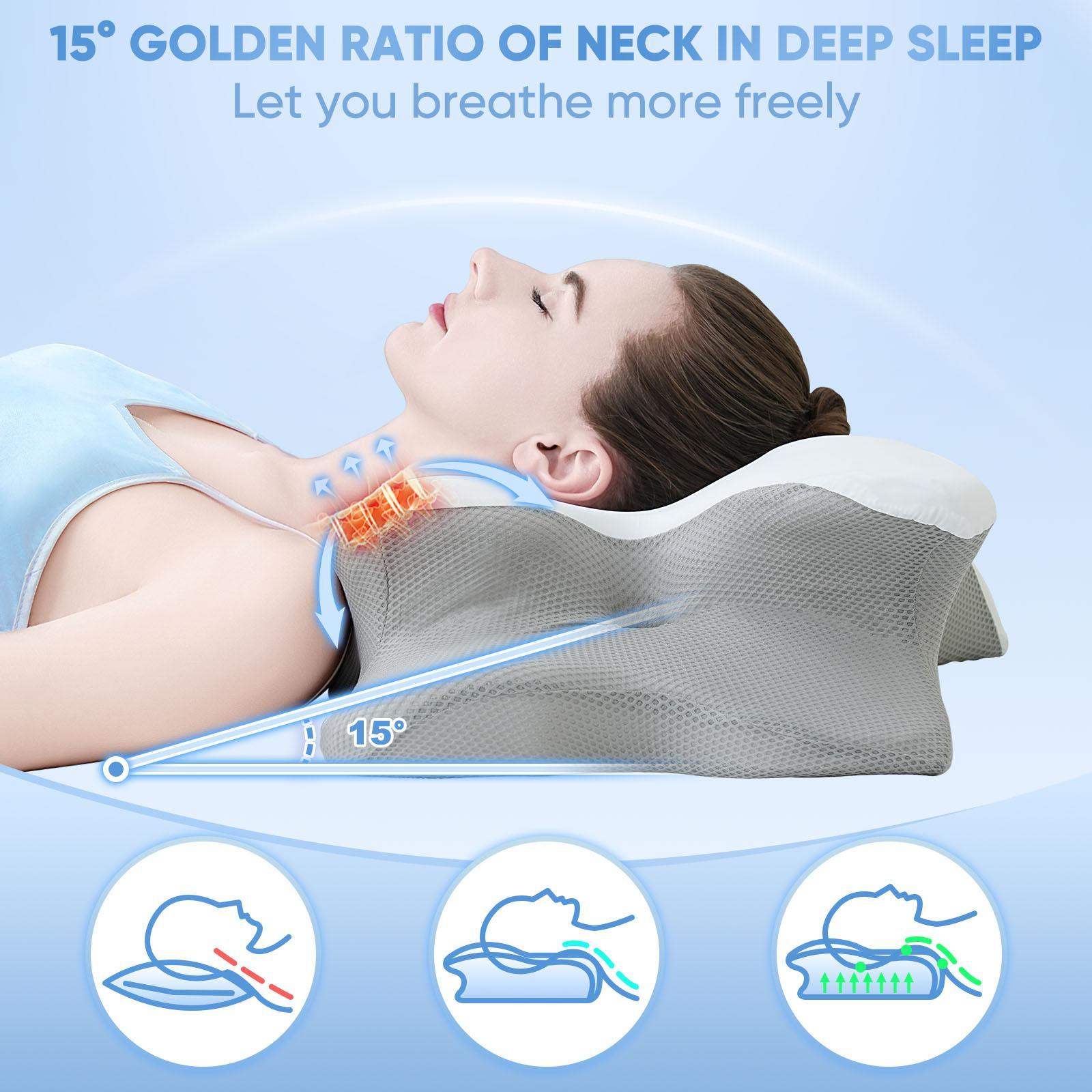 Double-Sided Contoured Neck Pillow, Unscented Supportive Memory Foam with Cooling Cover, Zoned Design & Extra-Large Armrest for Deep Sleepers & Side/Stomach/Back Sleepers #TOP PICKS