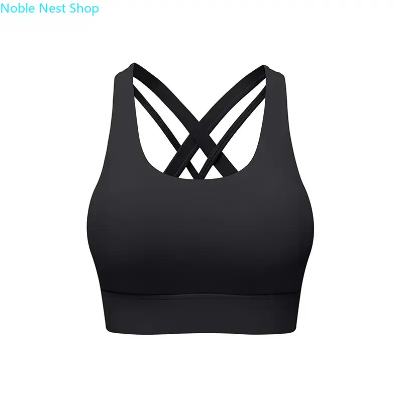 Women’s High-Impact Crisscross Back Sports Bra - Breathable, Anti-Odour, Shockproof, Anti-Sagging Twill Workout Top with Fixed Cups, Plus Size Normal Type Support for Running, Gym