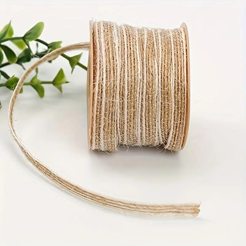 10m Natural Jute Rope for Crafts, Gift Wrapping, and DIY Projects – Durable Beige Hemp Cord with Spool for Handmade Decorations, Garden Gifts, and Artistic Creations, Ribbon for Crafts