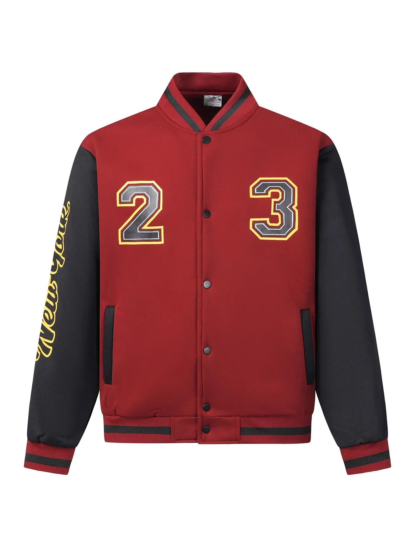 Colorblock American Baseball Jacket, Border Digital Print, Stripes, Soft Knit Fabric, Loose Fit, Streetwear
