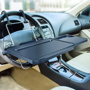 2 in 1  Steering Wheel Tray /  Seat Headrest Tray for Eating  Drink and Writing Laptop Work,  Black  Desk