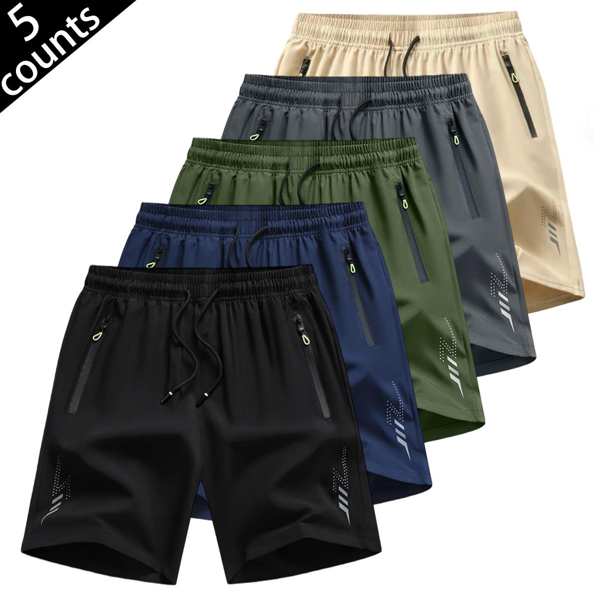 Side-Zip Reflective Performance Pro Mens Quick Dry Athletic Shorts with Secure Side Zipper Pocket and Reflective Logo Graphic Drawstring Waist Breathable Sportswear for Night Runs and Gym Workouts