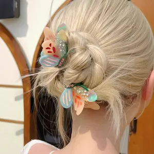 2 pcs New Butterfly Hair Clip Premium Acetate Updo Accessory |   Korean-Style Fashion Hair Clip for Women