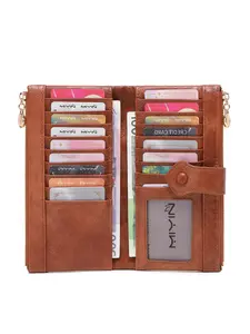 Vintage Women's Double Fold Long Wallet, Multifunctional, Large Capacity Hand-Held Bag, Double Zipper Pockets, Multiple Card Slots, ID Card Window, Credit Card Storage Card Bag, Daily Portable Travel, Gifts For Valentine's Day And Mother's Day