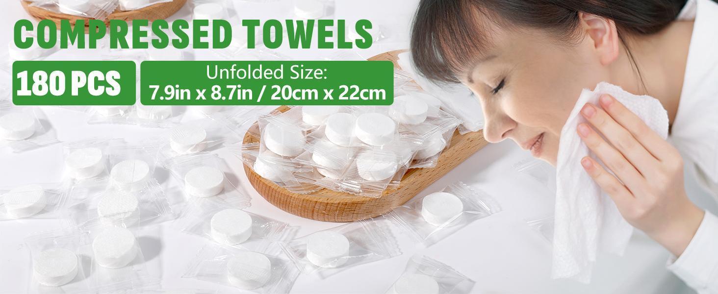 100 PCS Compressed Towel, Mini Compressed Towel Tablets, Disposable Compressed Face Towel, Camping Towel, Portable Bulk Compressed Coin Tissues for Home, Travel, Outdoor Sports expandable wipe hand